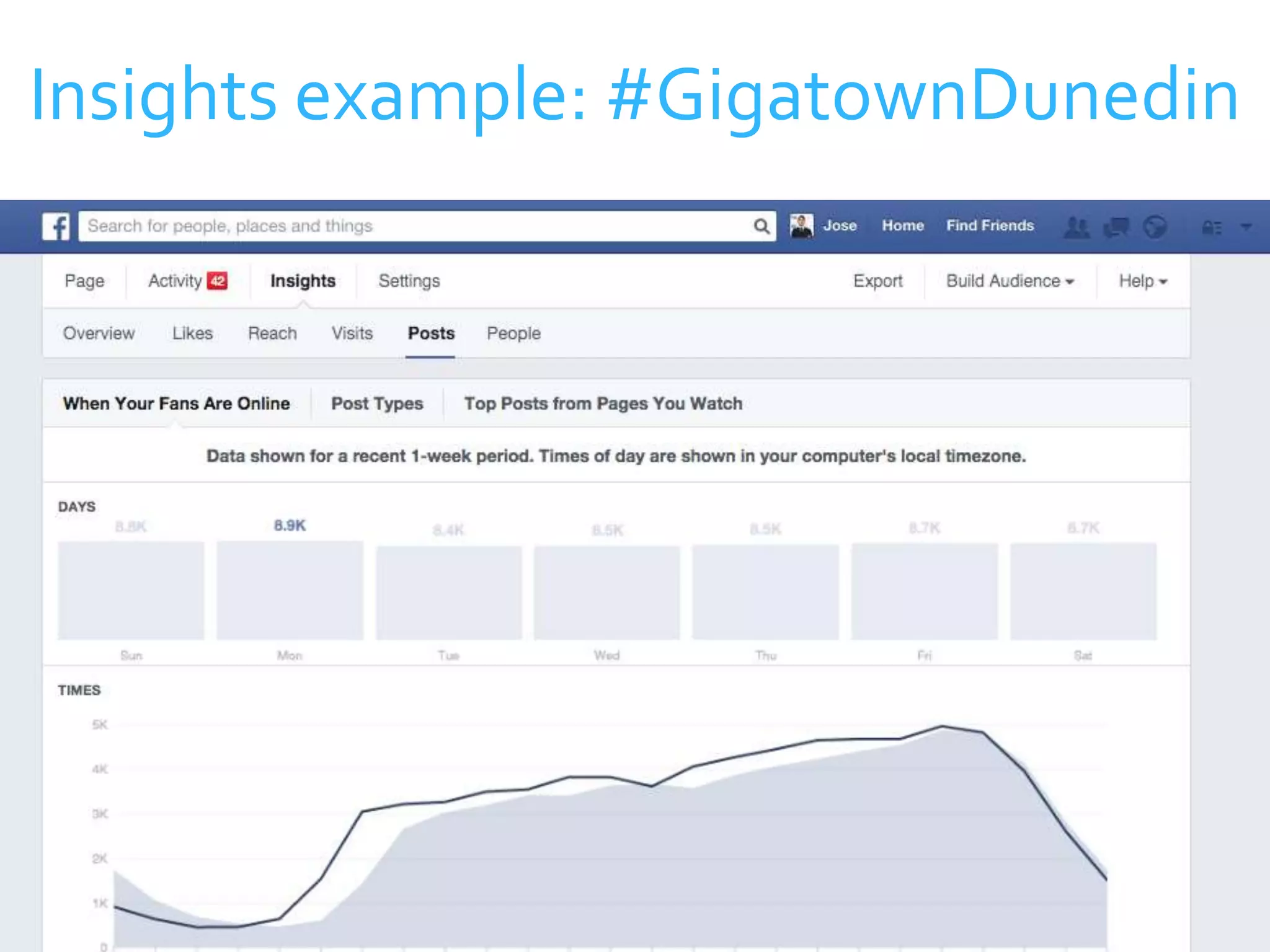 Insights example: #GigatownDunedin 
53 
 