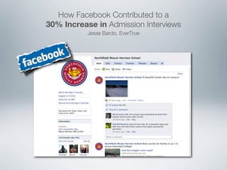 How Facebook Contributed to a
30% Increase in Admission Interviews
           Jesse Bardo, EverTrue
 