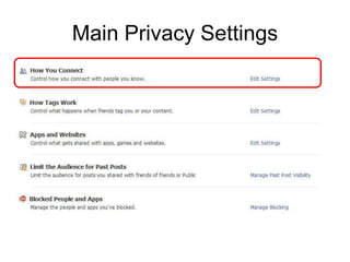 Main Privacy Settings
 