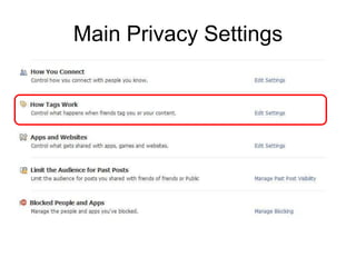 Main Privacy Settings
 