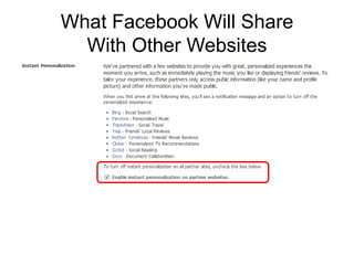 What Facebook Will Share
  With Other Websites
 