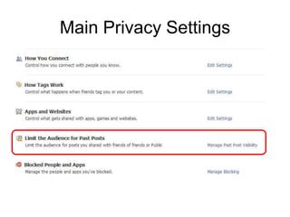 Main Privacy Settings
 