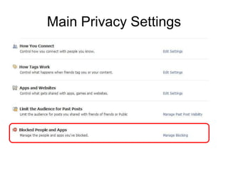 Main Privacy Settings
 