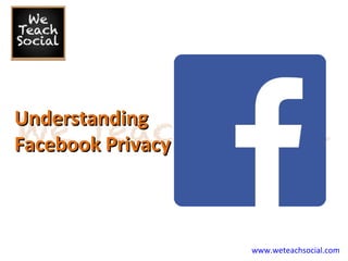 www.weteachsocial.com
UnderstandingUnderstanding
Facebook PrivacyFacebook Privacy
 