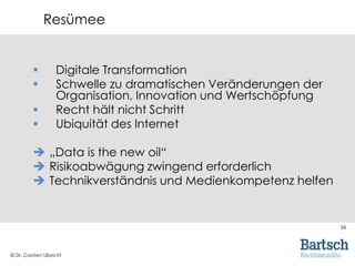 © Dr. Carsten Ulbricht
34
 Digitale Transformation
 Schwelle zu dramatischen Veränderungen der
Organisation, Innovation ...