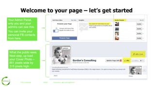 Welcome to your page – let’s get started
Your Admin Panel,
only you and your
admins can see this.
You can invite your
personal FB contacts
from here.

What the public sees.
Next step, up load
your Cover Photo –
851 pixels wide by
315 pixels high.

© 2013 Aptisense

#wrsbrc

Presented by: @krcraft & @gdiver62

 