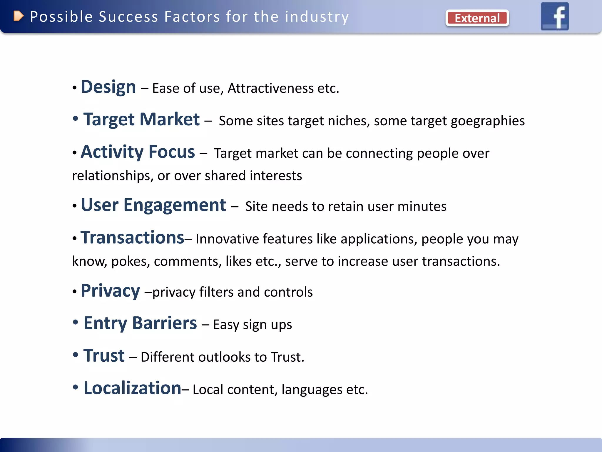 Facebook Competitive Advantage (social networking)