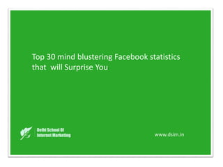 www.dsim.in
Top 30 mind blustering Facebook statistics
that will Surprise You:
 