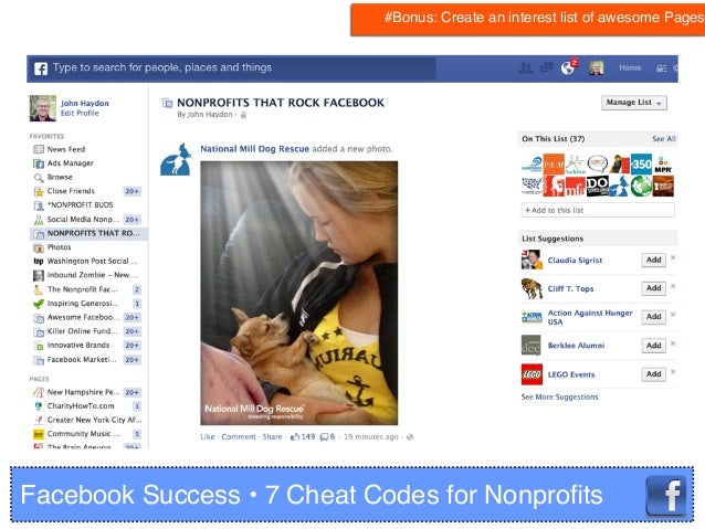 Facebook success: 7 Cheat Codes for Nonprofits Facebook success: 7 Cheat Codes for Nonprofits