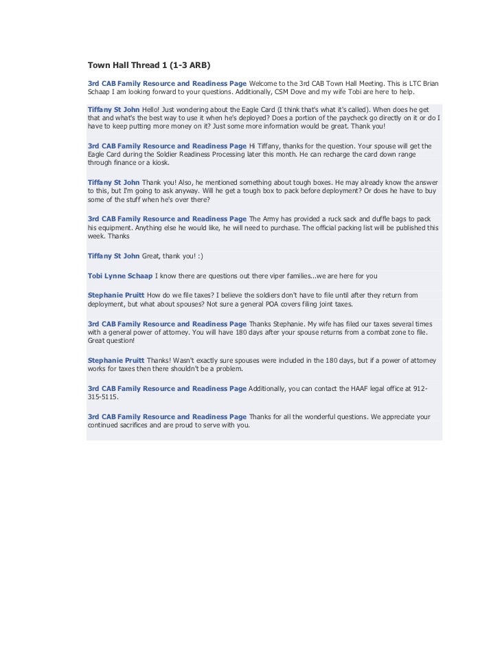 3rd Cab Facebook Town Hall Meeting Transcript 3rd Cab Facebook Town Hall Meeting Transcript