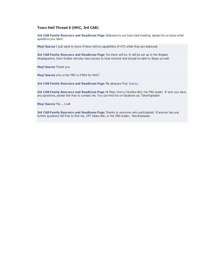 3rd Cab Facebook Town Hall Meeting Transcript