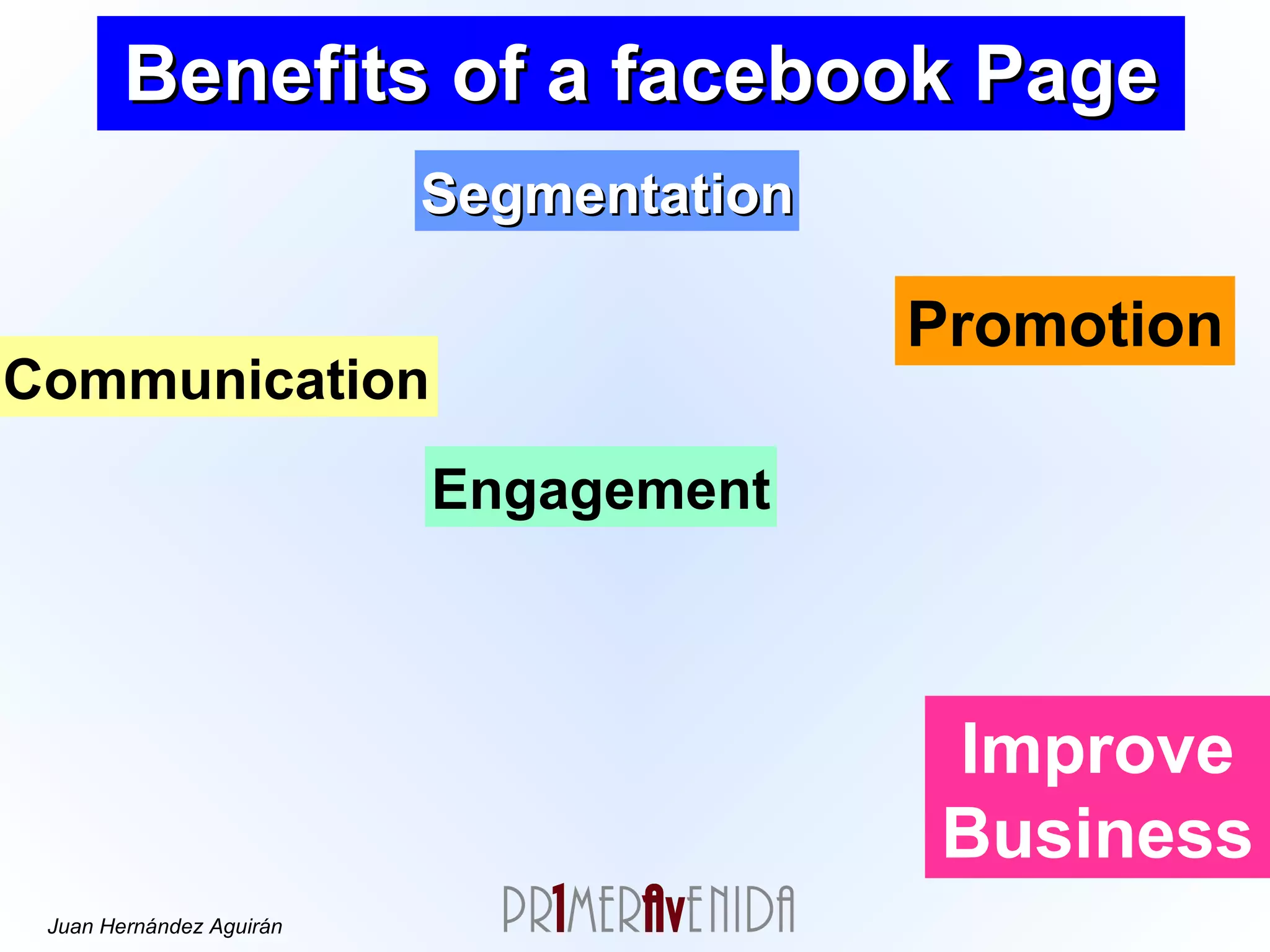 Benefits of a facebook Page Communication Engagement Segmentation Promotion Improve Business 
