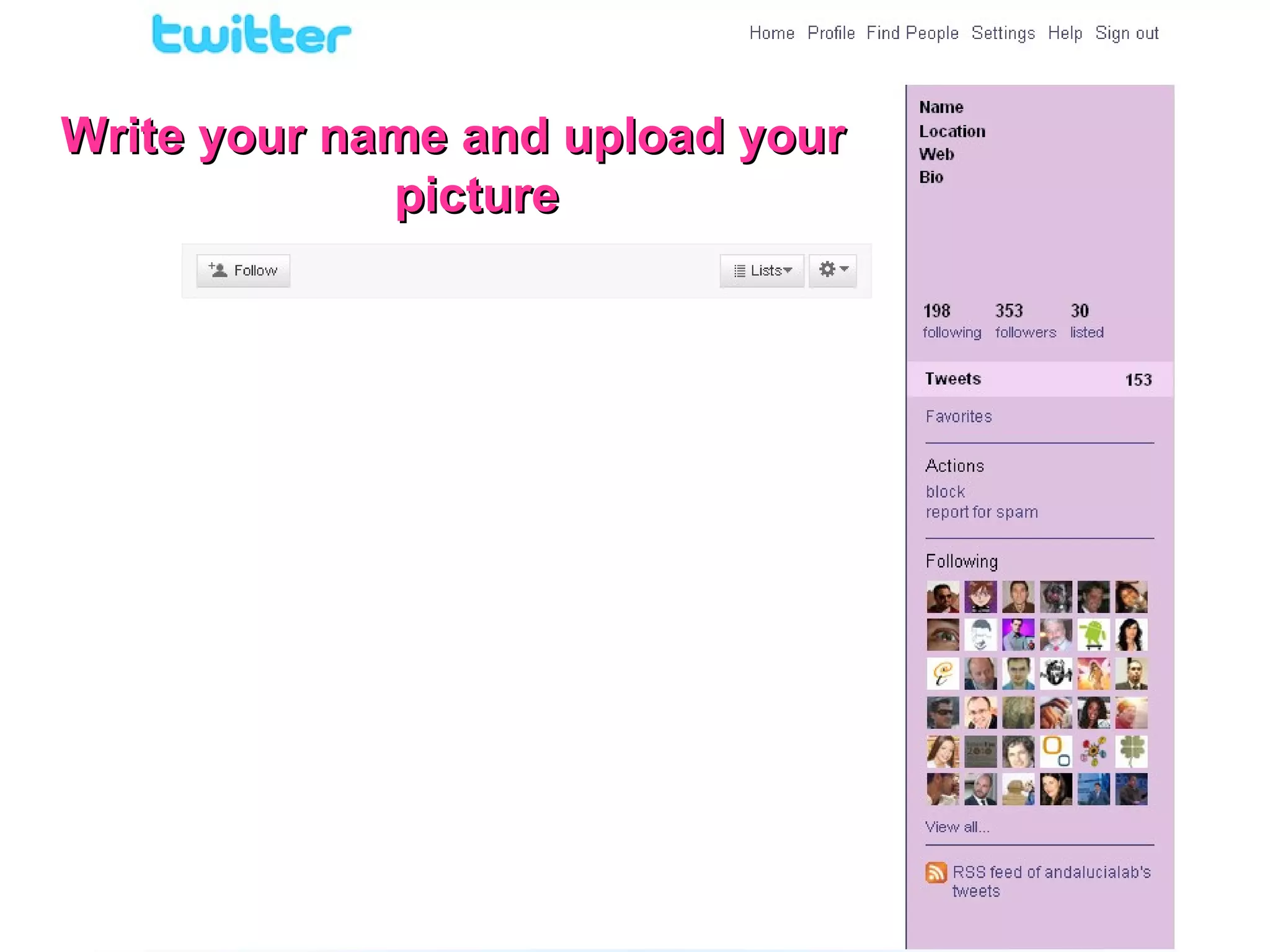 Write your name and upload your picture 