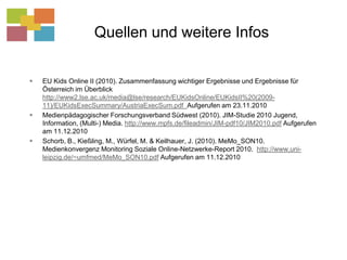 Relevante Faktoren beim Lehren und Lernen mit den „neuen“ MedienAufwand und Ertrag abwägenZeitmanagement nicht vergessenNeuer Medieneinsatz erfordert am Anfang viel Zeit. Zeitersparnis stellt sich erst später ein.PartizipationKollaborationskompetenz fördernDidaktische Maßnahmen überlegen um die Partizipation zu fördern.QualitätssicherungInformationsbewertungUmgang mit Quellen, Zitieren, Alternative Lizenzierungen nutzen (z.B. Creative Common)MedienkompetenzLernende nutzen eine Vielzahl an Medien. Der medienkompetente Umgang ist deswegen nicht automatisch gegeben.