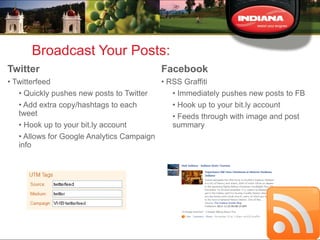 Facebook Ads



               • Target exactly who
               you want as fans
               • Inexpensive way to
  ...