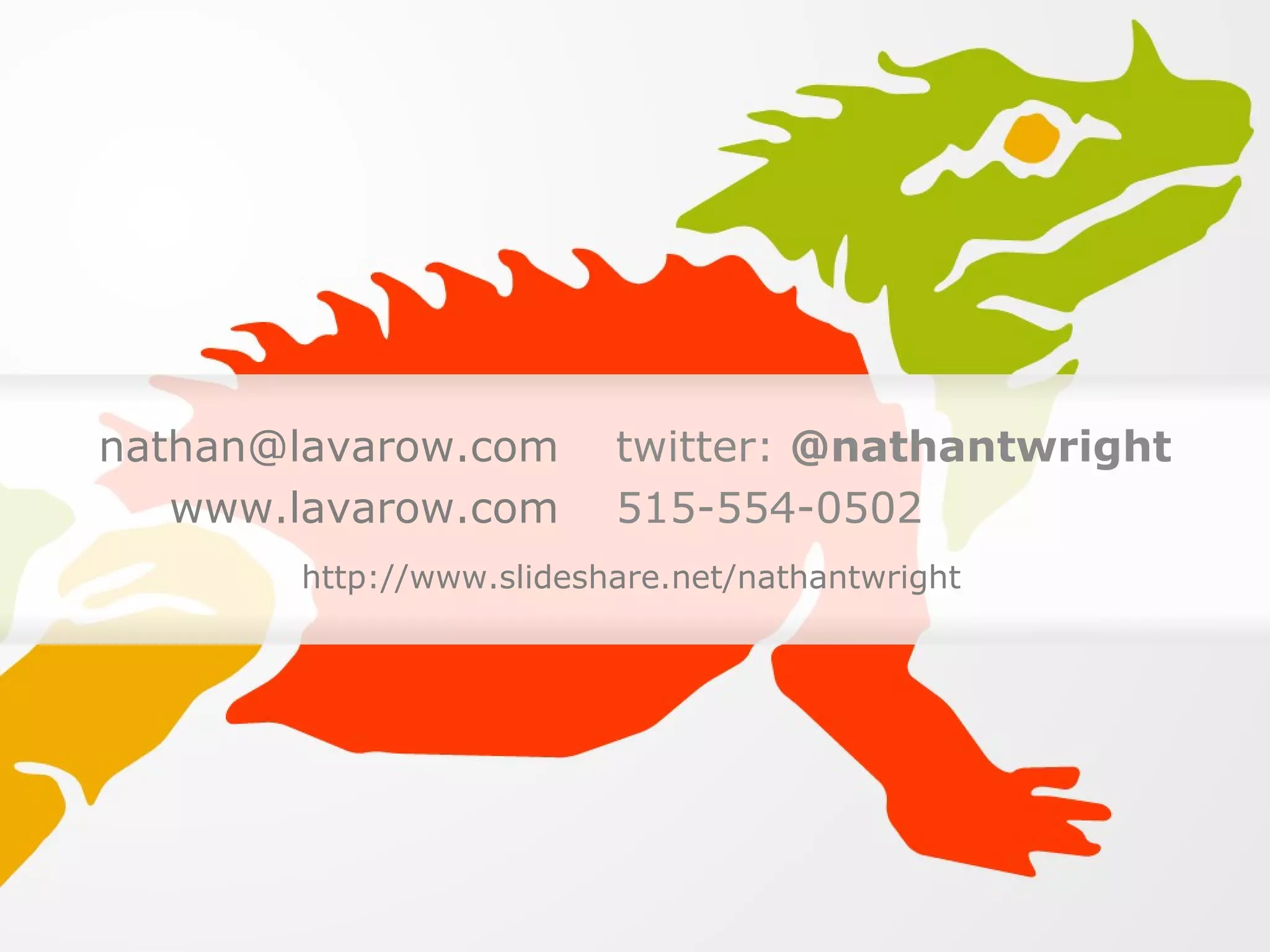 twitter:  @nathantwright 515-554-0502 [email_address] www.lavarow.com http://www.slideshare.net/nathantwright  