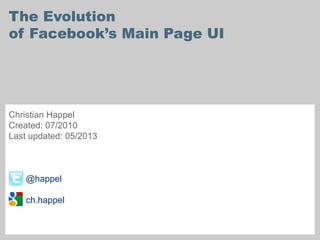Christian Happel
Created: 07/2010
Last updated: 03/2014
@happel
ch.happel
The Evolution of
's main page UI
 