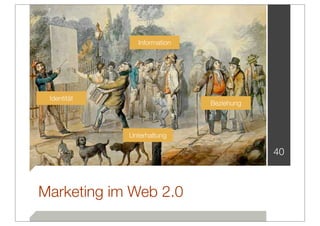 Information




 Identität
                             Beziehung



             Unterhaltung

                                         40



Marketing im Web 2.0
 