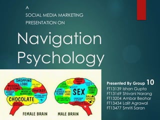 A
 SOCIAL MEDIA MARKETING
 PRESENTATION ON



Navigation
Psychology
                          Presented By Group 10
                          FT13139 Ishan Gupta
                          FT13169 Shivani Narang
                          FT13204 Ambar Beohar
                          FT13434 Lalit Agrawal
                          FT13477 Smriti Saran
 