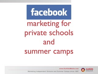 marketing for
private schools
      and
summer camps
 