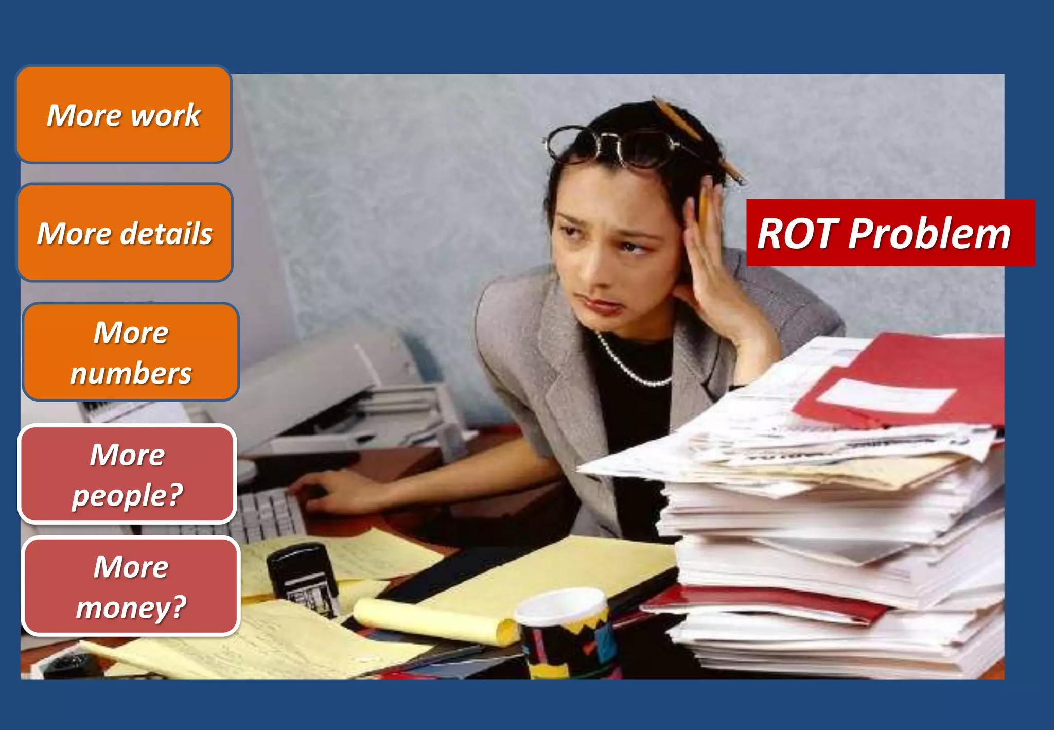 More work


More details   ROT Problem

   More
  numbers

   More
  people?

   More
  money?
 