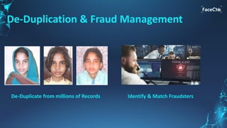 De-Duplicate from millions of Records
De-Duplication & Fraud Management
Identify & Match Fraudsters
 