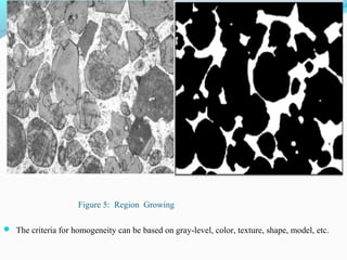 Figure 5: Region Growing
 The criteria for homogeneity can be based on gray-level, color, texture, shape, model, etc.
 