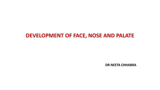 DEVELOPMENT OF FACE, NOSE AND PALATE
DR NEETA CHHABRA
 