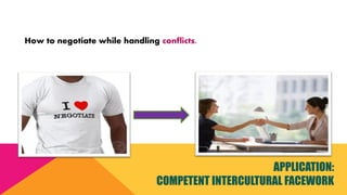 APPLICATION:
COMPETENT INTERCULTURAL FACEWORK
How to negotiate while handling conflicts.
 