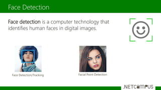Face detection is a computer technology that
identifies human faces in digital images.
Face Detection
Facial Point DetectionFace Detection/Tracking
 