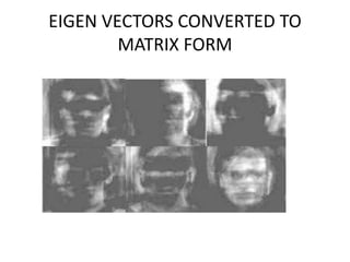 EIGEN VECTORS CONVERTED TO
MATRIX FORM
 