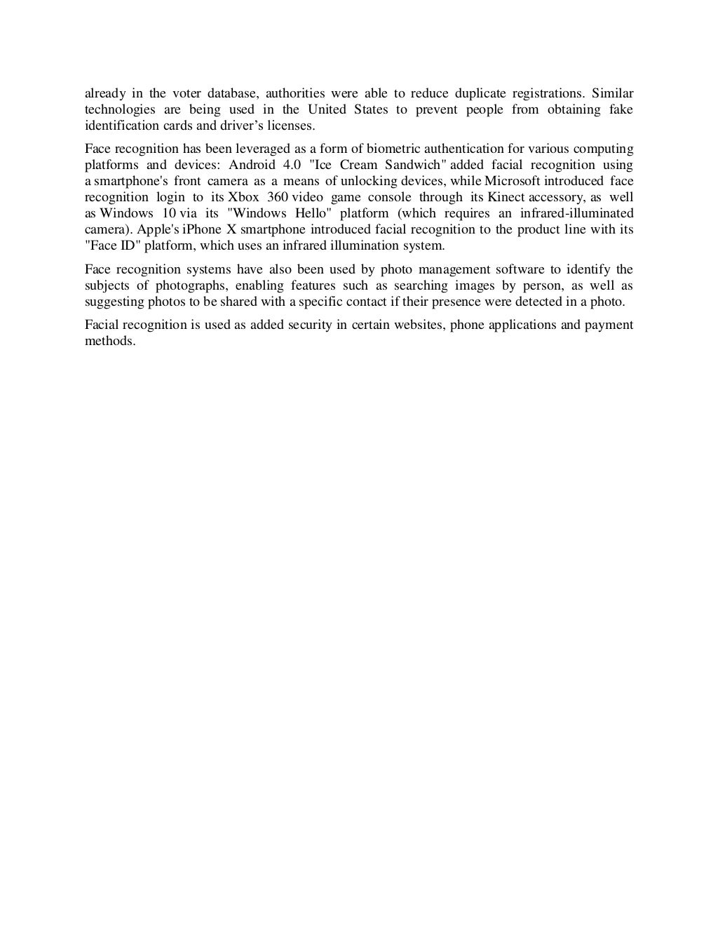 Face Recognition Research Report