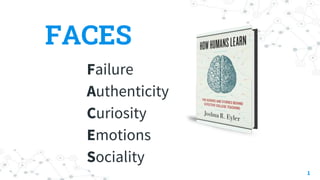 FACES
Failure
Authenticity
Curiosity
Emotions
Sociality
1
 