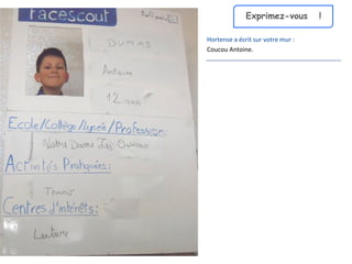 Exprimez-vous  ! Hortense a écrit sur votre mur : Coucou Antoine. 