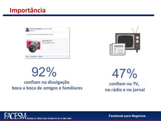 Facebook para Negócios
Importância
 