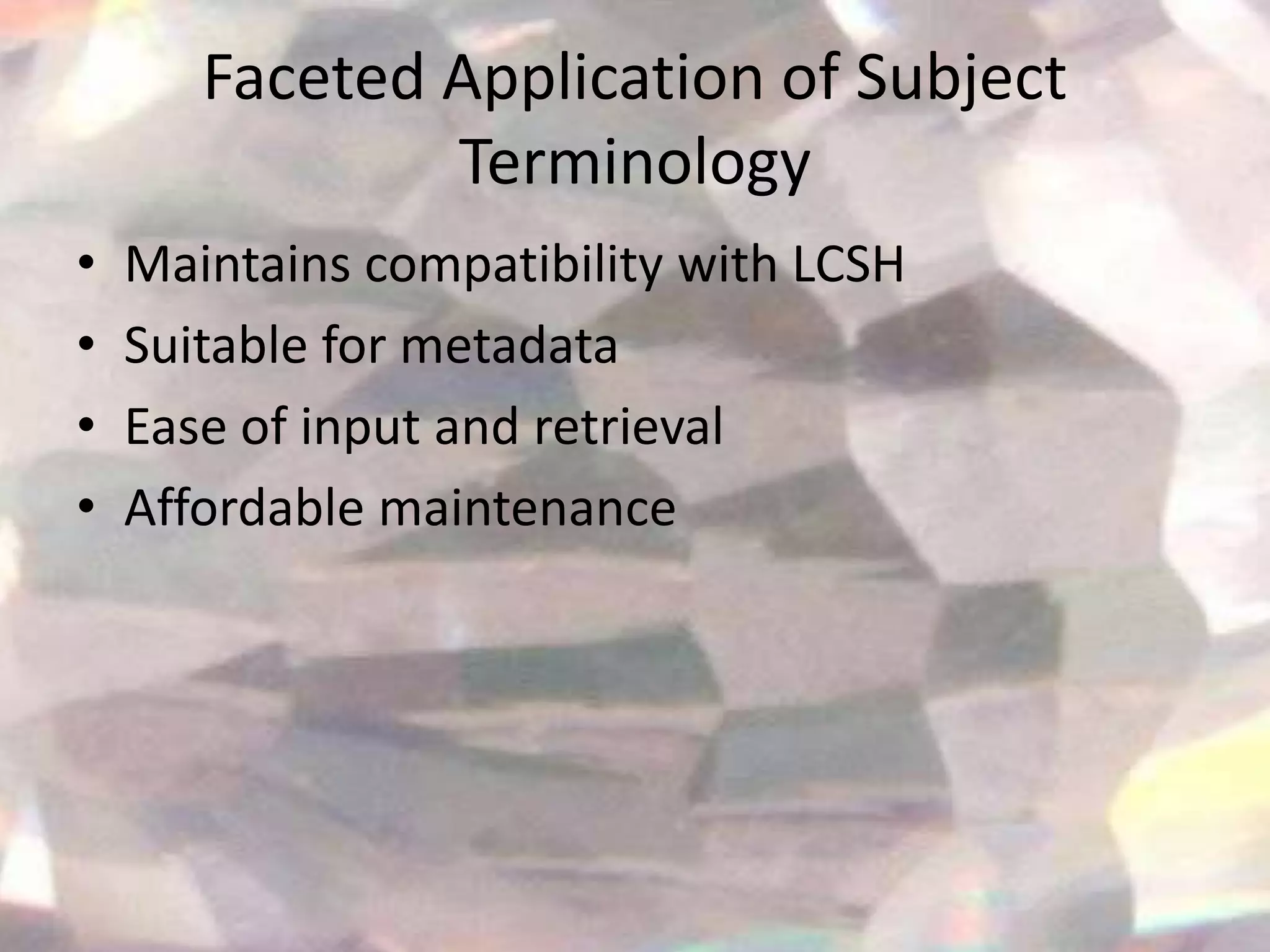 Faceted Classification System in Libraries PPT