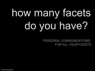 how many facets do you have?  PERSONAL COMMUNICATIONS  FOR ALL YOUR FACETS 