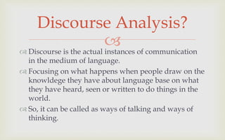 Facets of discourse analysis | PPTX