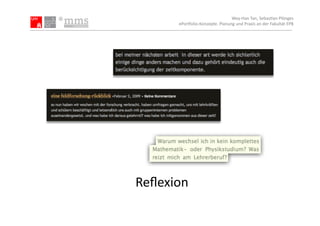 Wey-­‐Han	
  Tan,	
  Sebas.an	
  Plönges	
  
         ePor5olio-­‐Konzepte.	
  Planung	
  und	
  Praxis	
  an	
  der	
  Fakultät	
  EPB	
  




Reﬂexion	
  
 