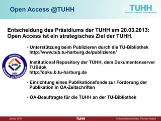 Dezember 2014 Universitätsbibliothek, Thomas Hapke 
Besonderheiten beim wörtlichen Zitieren 
… in der TUHH-Bibliothek 
„[...] Zitieren nicht als ‚Problem‘, sondern als Sport, Spiel oder Herausforderung begreifen. Bedenken Sie, dass das Hin- und Herspringen zwischen ausgewiesenen fremden und eigenen Gedanken überaus kreativitätsfördernd [Hervorhebung T.H.] wirkt. 
[...] [G]enaue Regeln über die Häufigkeit von Zitaten in wissenschaftlichen Arbeiten [lassen] sich nicht formulieren [...] Das Ausmaß erforderlicher Zitate hängt insb. von dem in dem jeweiligen Erkenntnisbereich bestehenden Wissensbestand ab.“ 
Stickel-Wolf, Christine: Wissenschaftliches Arbeiten und Lerntechniken : erfolgreich studieren - gewusst wie! 7. Aufl. - Wiesbaden: Springer Gabler, 2013. S. 229  