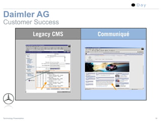 Daimler AG
Customer Success
                          Legacy CMS   Communiqué




Technology Presentation                 ...