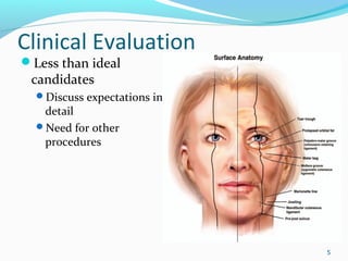 Clinical Evaluation
Less than ideal
candidates
Discuss expectations in
detail
Need for other
procedures
5
 