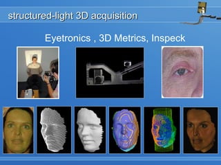 structured-light 3D acquisitionstructured-light 3D acquisition
Eyetronics , 3D Metrics, Inspeck
 