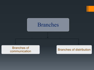 Branches

Branches of
communication

Branches of distribution

 