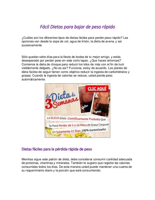 Dieta para bajar de peso rapido facil