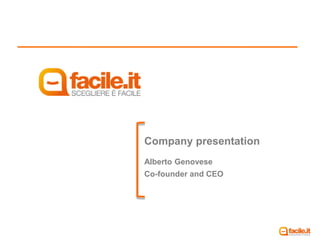 Company presentation
Alberto Genovese
Co-founder and CEO
 