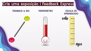 28
Crie uma exposição | Feedback Express
FEEDBACK & ROI TERMÔMETRO ESCALA DE
APRENDIZADO
 