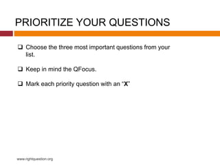 Right Question Using the Right Question Technique with ESL Students | PPTX