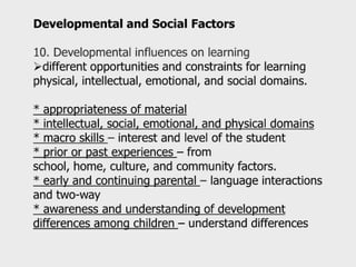 Facilitating learning a metacognitive process