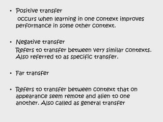 Facilitating learning a metacognitive process